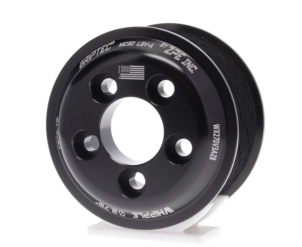 2.70" 8 Rib ZPE GripTec® Whipple 5 Bolt L3V-A Black Pulley Only