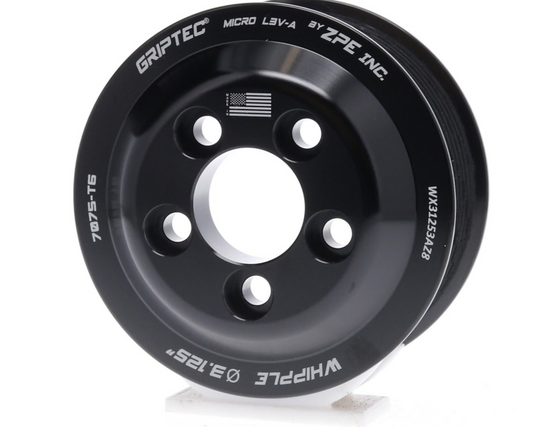 3.125" 8 Rib ZPE GripTec® Whipple 5 Bolt L3V-A Black Pulley Only