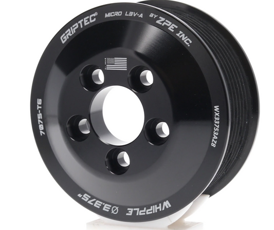 3.375" 8 Rib ZPE GripTec® Whipple 5 Bolt L3V-A Black Pulley Only